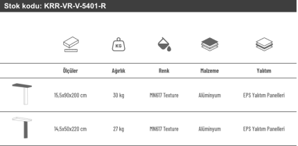 Sundurmagross Alüminyum Işıklı Sundurma Vera Viela Mono Right 200 cm x 90 cm Ledli Posta Kutulu - Görsel 5