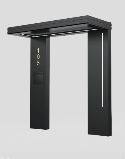 Sundurmagross Alüminyum Işıklı Sundurma Vera Viela 200 cm x 90 cm Ledli Posta Kutulu - Görsel 2