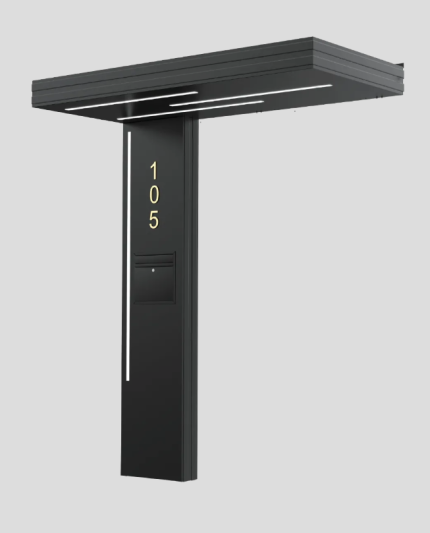 Sundurmagross Alüminyum Işıklı Sundurma Vera Mono Left 200 cm x 90 cm Ledli Posta Kutulu - Görsel 3