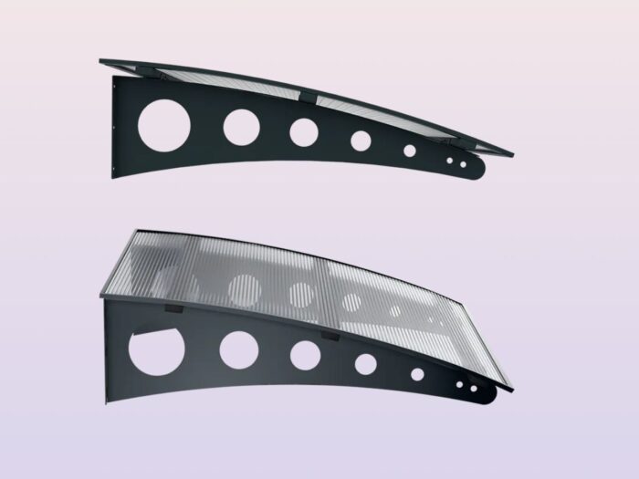 Sundurmagross Metal taşıyıcılı Kapı Üstü Pratik Sundurma Oval Serisi Antrasit Ayak Şeffaf Levha - Görsel 9