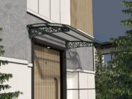 Metal taşıyıcılı Kapı Üstü Pratik Sundurma Çakıl Serisi Antrasit Ayak Şeffaf Levha - Görsel 3