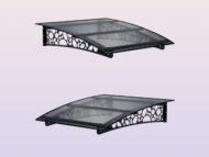 Metal taşıyıcılı Kapı Üstü Pratik Sundurma Çakıl Serisi Siyah Ayak Şeffaf Levha - Görsel 6
