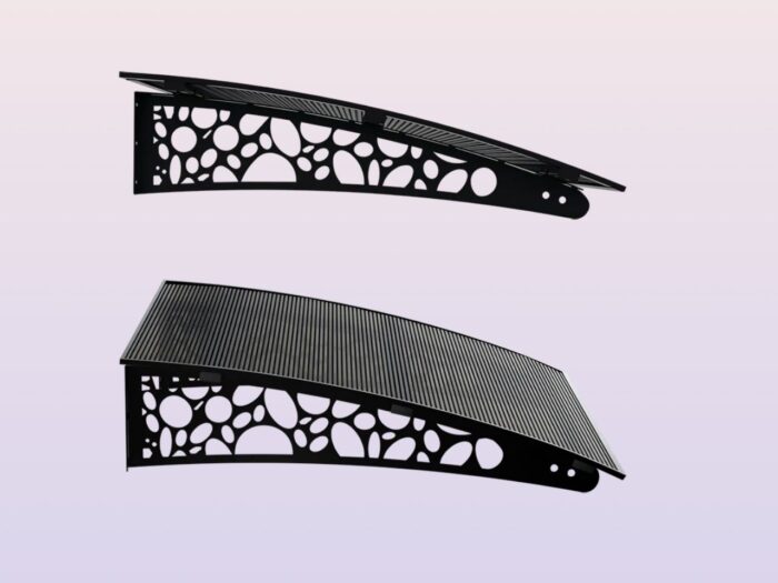 Metal taşıyıcılı Kapı Üstü Pratik Sundurma Çakıl Serisi Siyah Ayak Siyah Levha - Görsel 4
