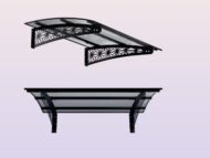 Metal taşıyıcılı Kapı Üstü Pratik Sundurma Lotus Serisi Siyah Ayak Şeffaf Levha - Görsel 5