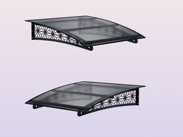 Metal taşıyıcılı Kapı Üstü Pratik Sundurma Lotus Serisi Siyah Ayak Şeffaf Levha - Görsel 6
