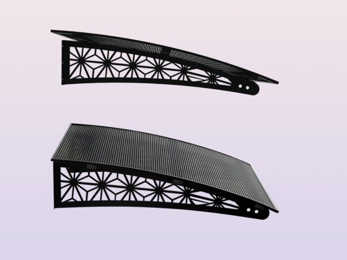 Metal taşıyıcılı Kapı Üstü Pratik Sundurma Lotus Serisi Siyah Ayak Siyah Levha - Görsel 5