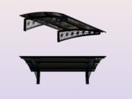 Metal taşıyıcılı Kapı Üstü Pratik Sundurma Lotus Serisi Siyah Ayak Siyah Levha - Görsel 4