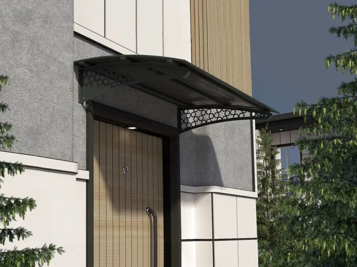 Metal taşıyıcılı Kapı Üstü Pratik Sundurma Selçuklu Serisi Antrasit Ayak Siyah Levha - Görsel 2